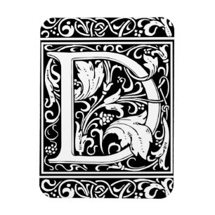 Letter D mittelalterliche Monogram Art Nouveau Magnet