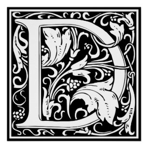 Letter D mittelalterliche Monogram Art Nouveau Poster