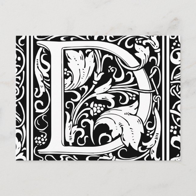 Letter D mittelalterliche Monogram Art Nouveau Postkarte (Vorderseite)