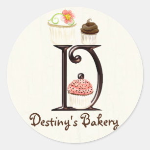 Letter D Monogram Cupcake Logo-Aufkleber Runder Aufkleber