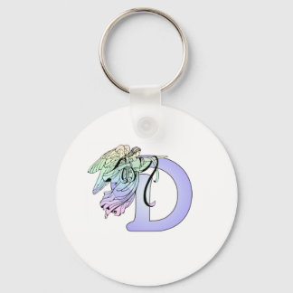 Letter D Monogram Initial Angel Wings Halo Schlüsselanhänger