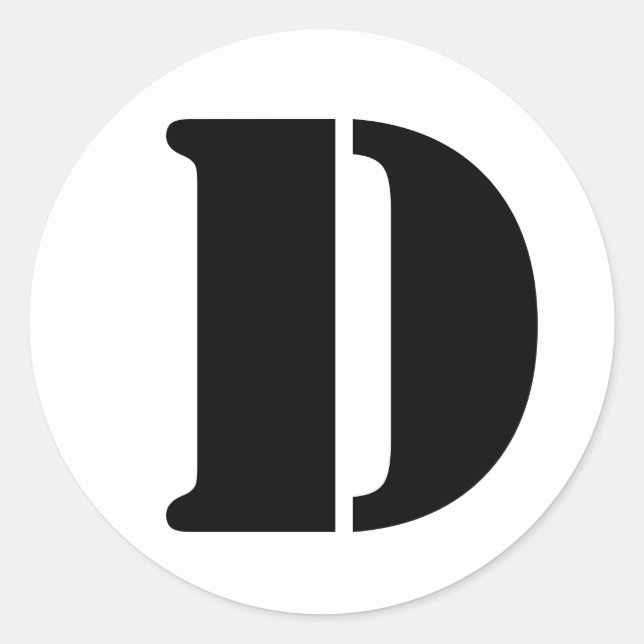 Letter D Stencil Alphabet von Janz White Runder Aufkleber (Vorderseite)