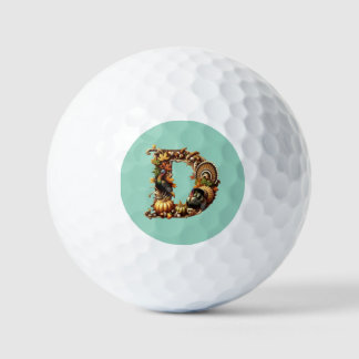Letter D Thanksgiving style gift Golfball