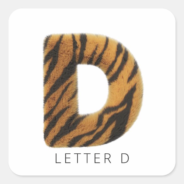 Letter D tiger fur Square Sticker (Vorderseite)