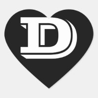 Letter D Vineta Schriftart Black Heart Stickers vo