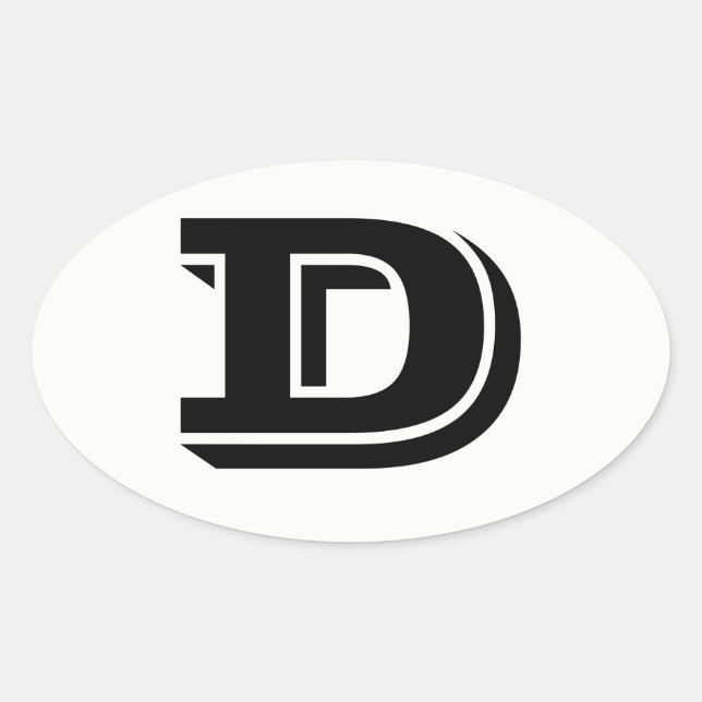 Letter D Vineta Schriftart White Oval Stickers von (Vorderseite)
