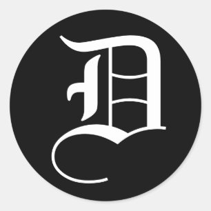 Letter D Wedding Alphabet von Janz Black Runder Aufkleber