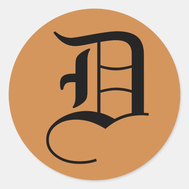 Letter D Wedding Alphabet von Janz Peru Gold Runder Aufkleber (Vorderseite)