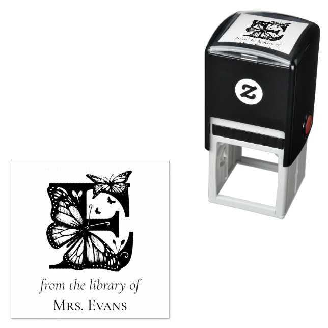 Letter E Butterfly Monogramm aus der Bibliothek Permastempel (Beispiel)