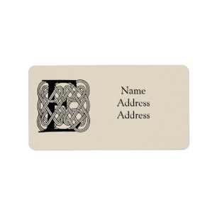 Letter E Celtic Knot Vintag Monogram Adressaufkleber