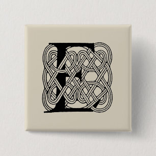 Letter E Celtic Knot Vintag Monogram Button