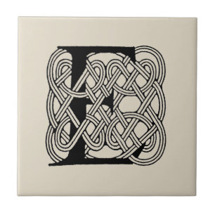Letter E Celtic Knot Vintag Monogram Fliese