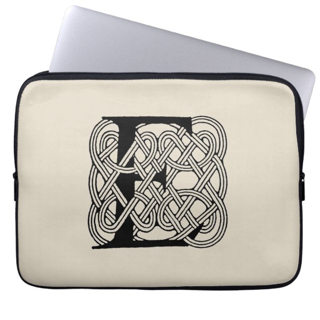 Letter E Celtic Knot Vintag Monogram Laptopschutzhülle (Vorderseite)