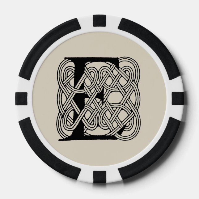 Letter E Celtic Knot Vintag Monogram Pokerchips (Vorderseite)