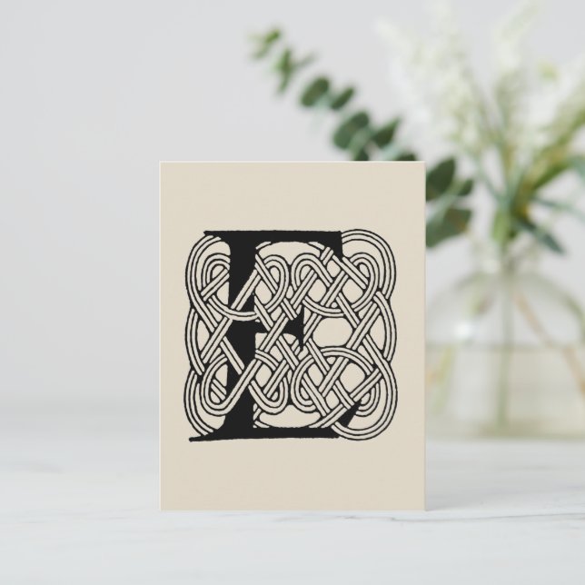 Letter E Celtic Knot Vintag Monogram Postkarte (Stehend Vorderseite)