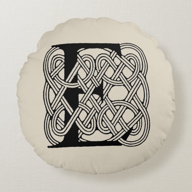 Letter E Celtic Knot Vintag Monogram Rundes Kissen (Vorderseite)