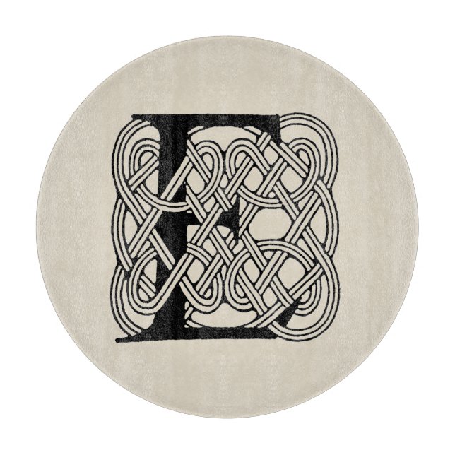 Letter E Celtic Knot Vintag Monogram Schneidebrett (Vorderseite)
