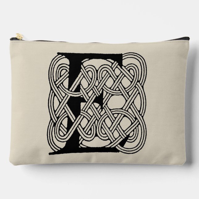 Letter E Celtic Knot Vintag Monogram Zubehörtasche (Vorderseite)