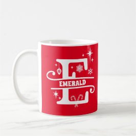 Letter E Christmas Monogram, Anfangsname Rot Kaffeetasse