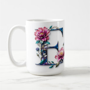 Letter E Coffee Tasse - Blumendesign für Geschenke