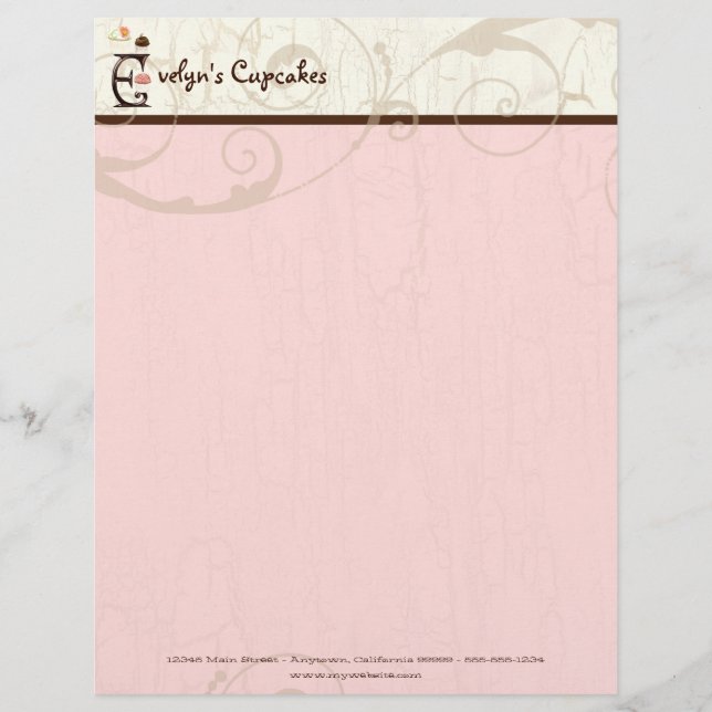 Letter E Cupcake Business Letterhead Briefkopf (Vorderseite)