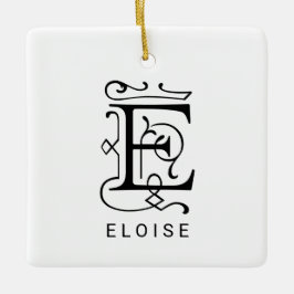 Letter E Elegant Monogram Christmas Ornament