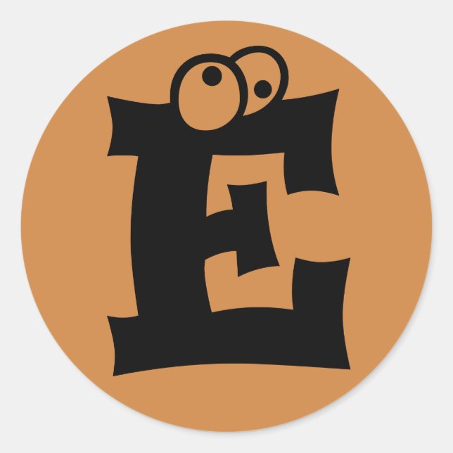 Letter E Eyeballs Alphabet von Janz Peru Gold Runder Aufkleber (Vorderseite)