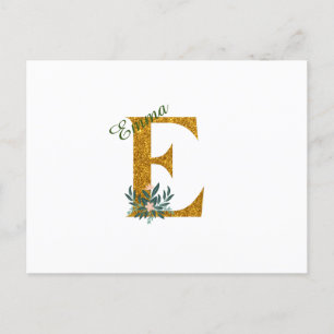 Letter E Golden Monogramm Postkarte