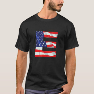 Letter E Hauptstadt Alphabet USA Flag Monogo T-Shirt