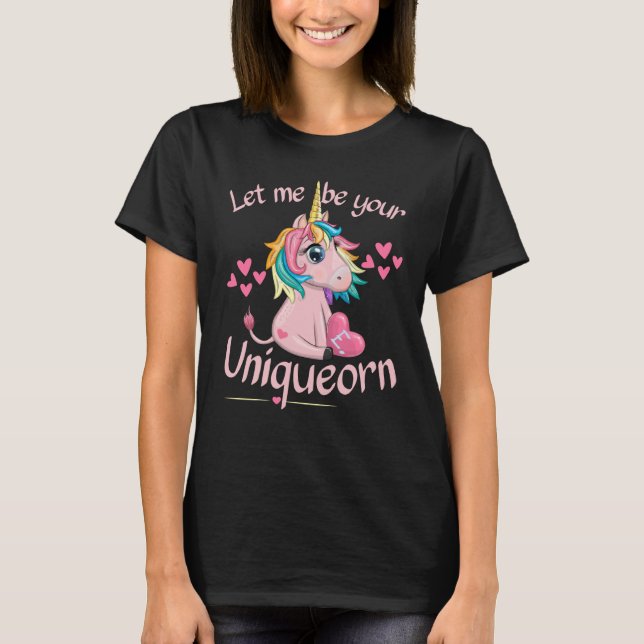 Letter E Heart Uniqueorn Valentines Day Unicorn Co T-Shirt (Vorderseite)