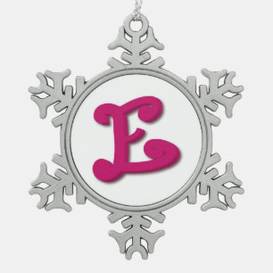 Letter E in 3D Schneeflocken Zinn-Ornament