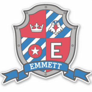 Letter E individuelle Name Emmett Ritter Wappen Au Aufkleber