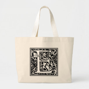 Letter E Medieval Monogramm Vintag große Initialdo Jumbo Stoffbeutel