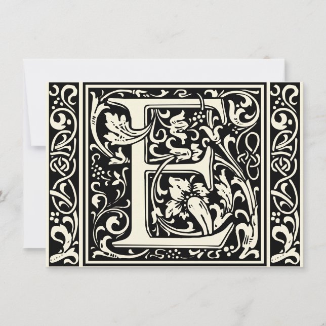 Letter E Mittelalterliche Monogramm Art Nouveau Einladung (Vorderseite)