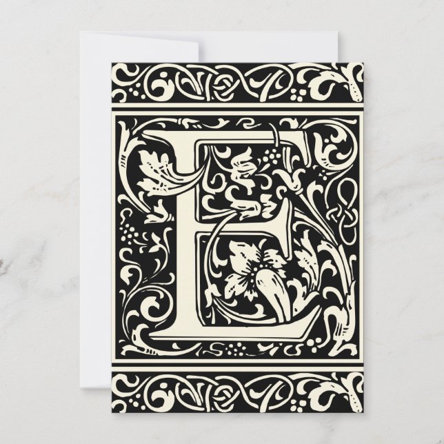Letter E Mittelalterliche Monogramm Art Nouveau Einladung (Vorderseite)