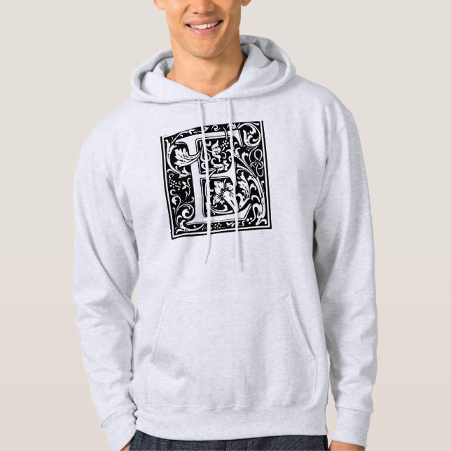 Letter E Mittelalterliche Monogramm Art Nouveau Hoodie (Vorderseite)