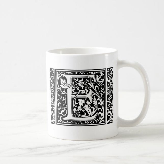 Letter E Mittelalterliche Monogramm Art Nouveau Kaffeetasse (Rechts)