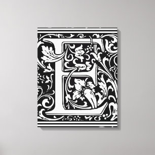 Letter E Mittelalterliche Monogramm Art Nouveau Leinwanddruck