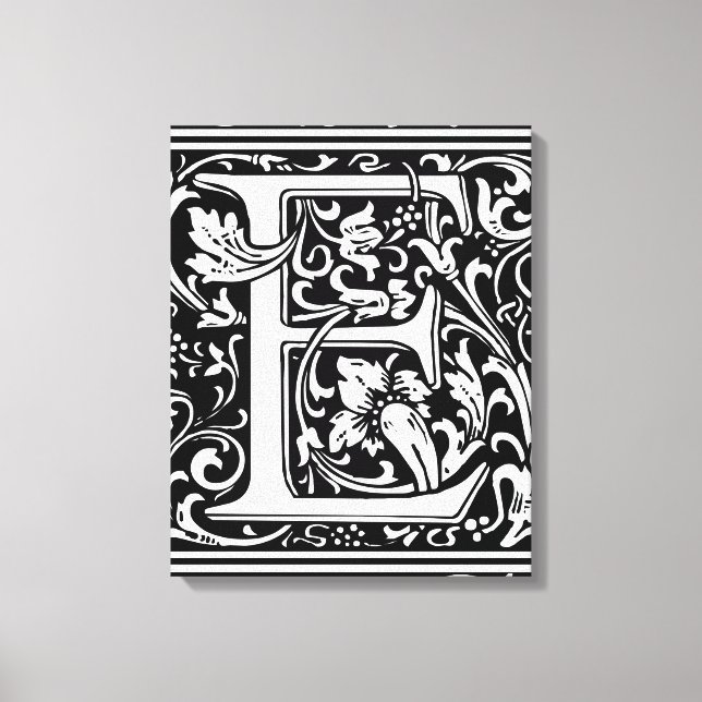 Letter E Mittelalterliche Monogramm Art Nouveau Leinwanddruck (Vorderseite)