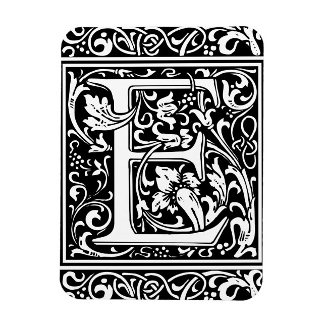 Letter E Mittelalterliche Monogramm Art Nouveau Magnet (Vertikal)