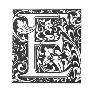 Letter E Mittelalterliche Monogramm Art Nouveau Notizblock