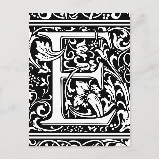 Letter E Mittelalterliche Monogramm Art Nouveau Postkarte (Vorderseite)