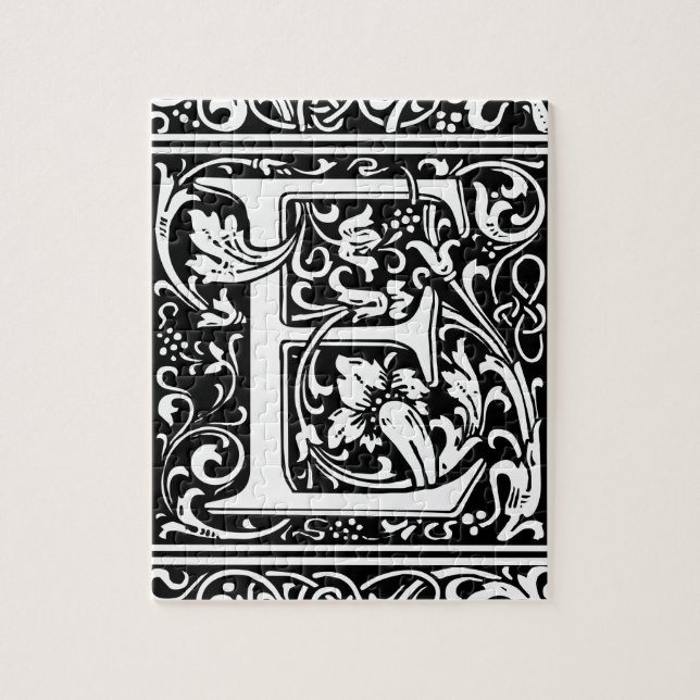 Letter E Mittelalterliche Monogramm Art Nouveau Puzzle (Vertikal)