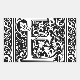 Letter E Mittelalterliche Monogramm Art Nouveau Rechteckiger Aufkleber