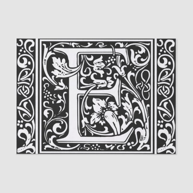Letter E Mittelalterliche Monogramm Art Nouveau Seidenpapier (Vorderseite)