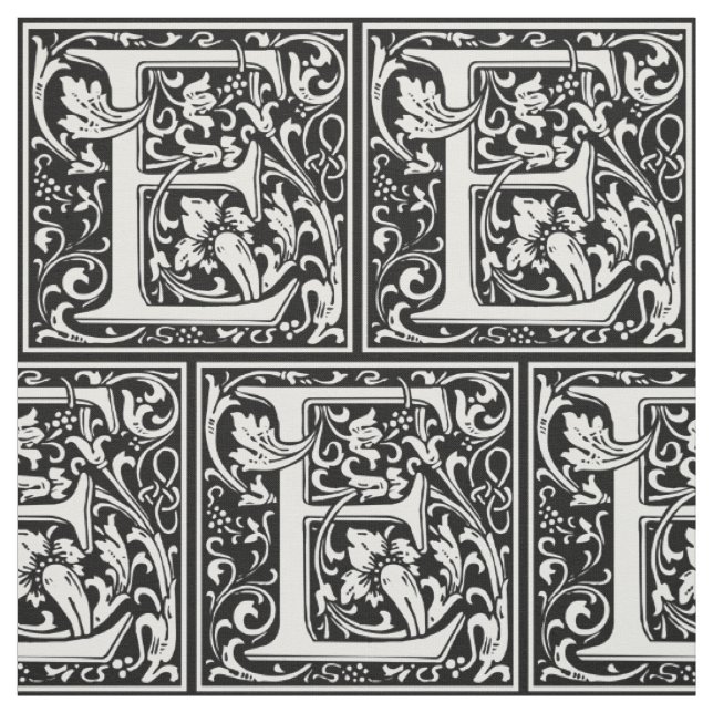 Letter E Mittelalterliche Monogramm Art Nouveau Stoff (Muster)