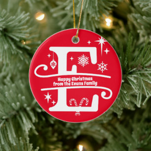 Letter E Monogram Anfangsname Familienname Gruß Keramik Ornament