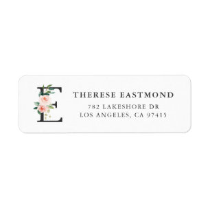 Letter E Monogram Aquarell Florals and Greenery