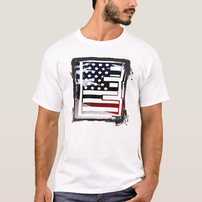 Letter E Monogram Initial USA T-Shirt (Vorderseite)