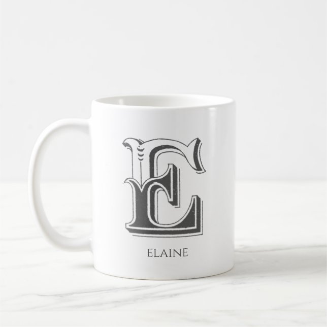 Letter E Monogram Modern Name Coffee Tasse (Links)